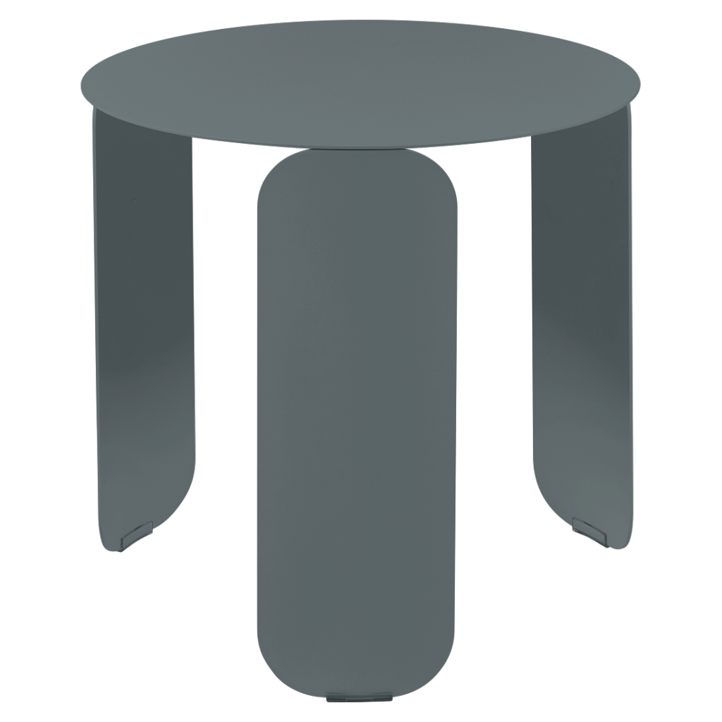 Une image d’une table grise avec deux pieds.