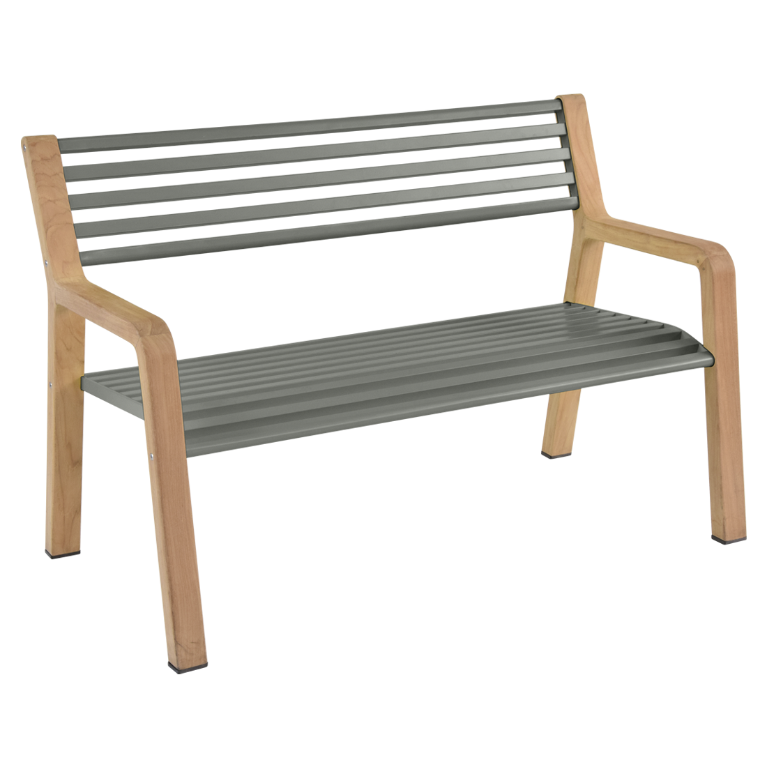 Un banc en bois avec une latte à lattes grises.