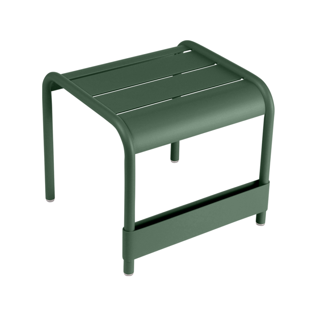 Repose pieds table d'appoint table basse pour jardin luxembourg en aluminium laque couleur vert cedre