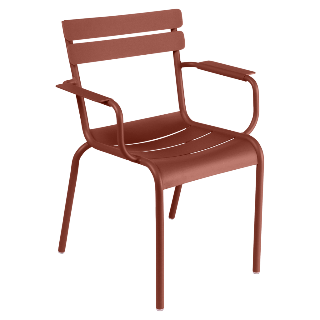 Fauteuil bridge Luxembourg en aluminium laque couleur ocre rouge