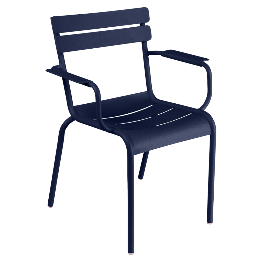 Fauteuil bridge Luxembourg en aluminium laque couleur bleu abysse