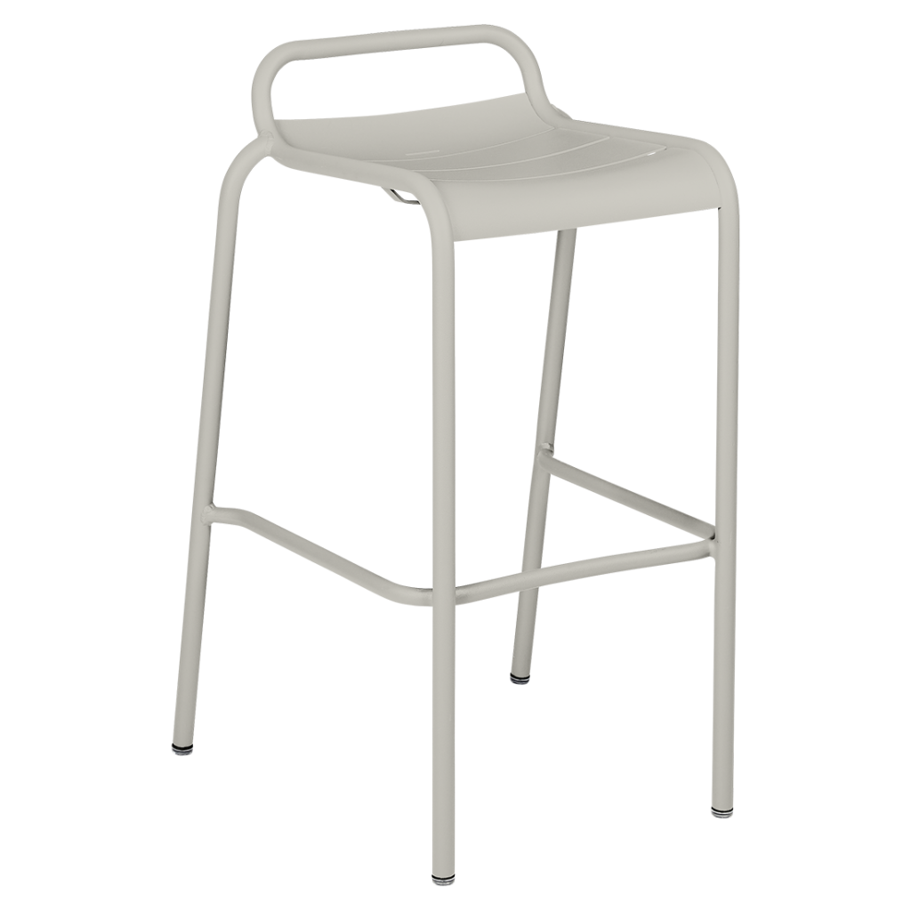 Un tabouret de bar en plastique gris avec une structure en métal.