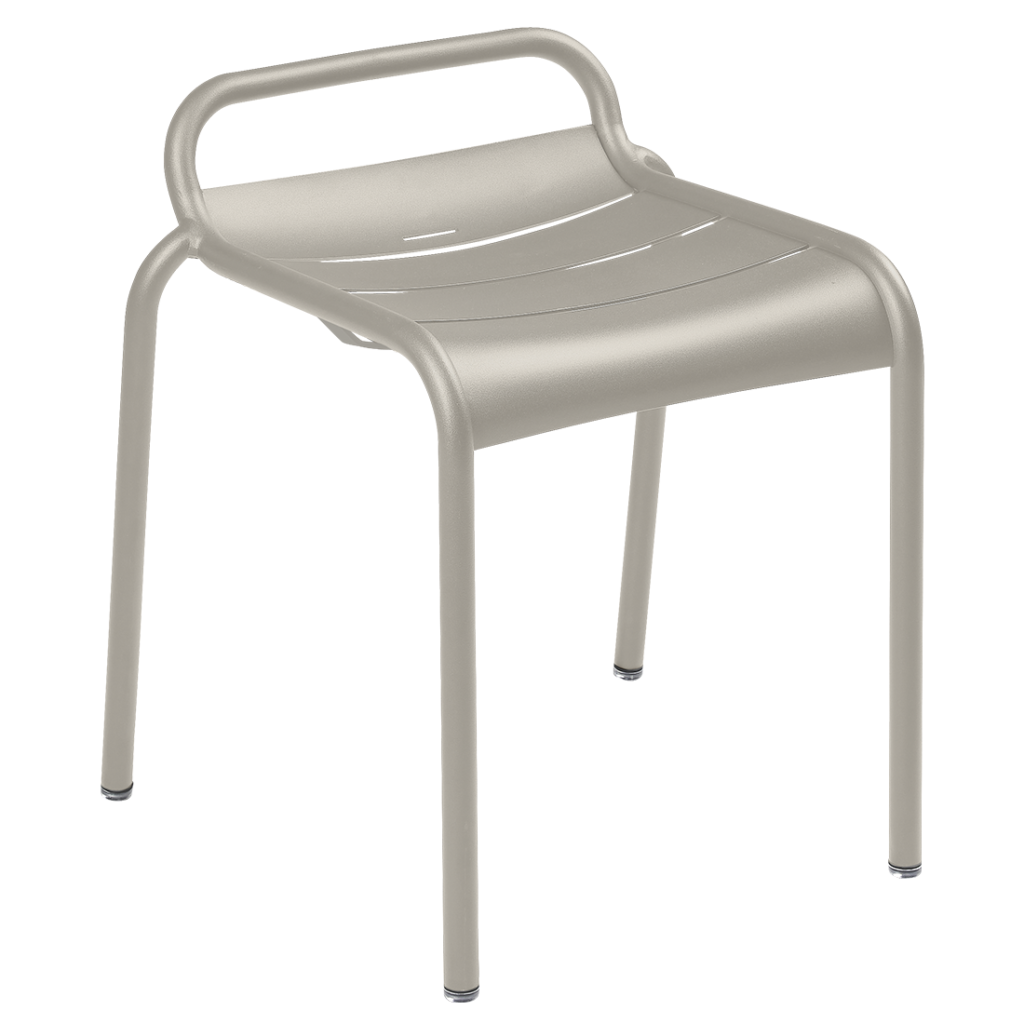 Tabouret bas de jardin luxembourg en aluminium couleur gris argile