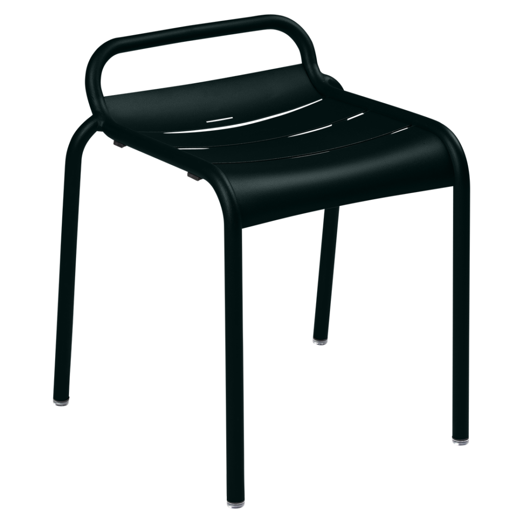 Tabouret bas de jardin luxembourg en aluminium couleur reglisse
