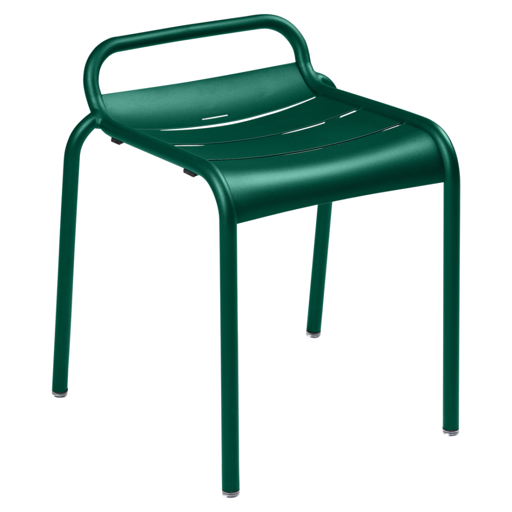Tabouret bas de jardin luxembourg en aluminium couleur vert cedre