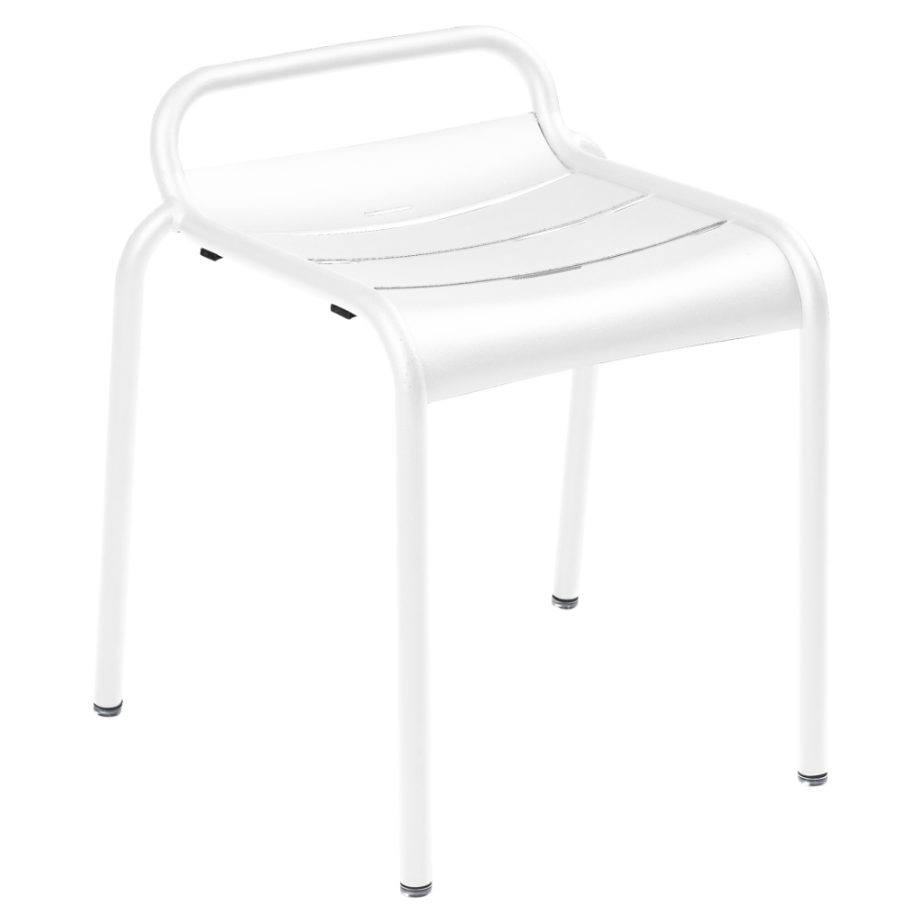 Tabouret bas de jardin luxembourg en aluminium couleur blanc coton