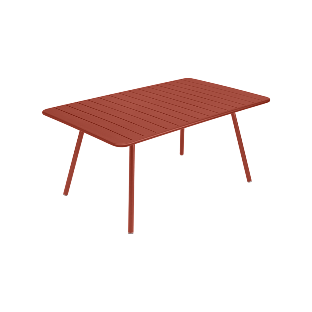 Table de jardin luxembourg 165x100 en aluminium laque couleur ocre rouge