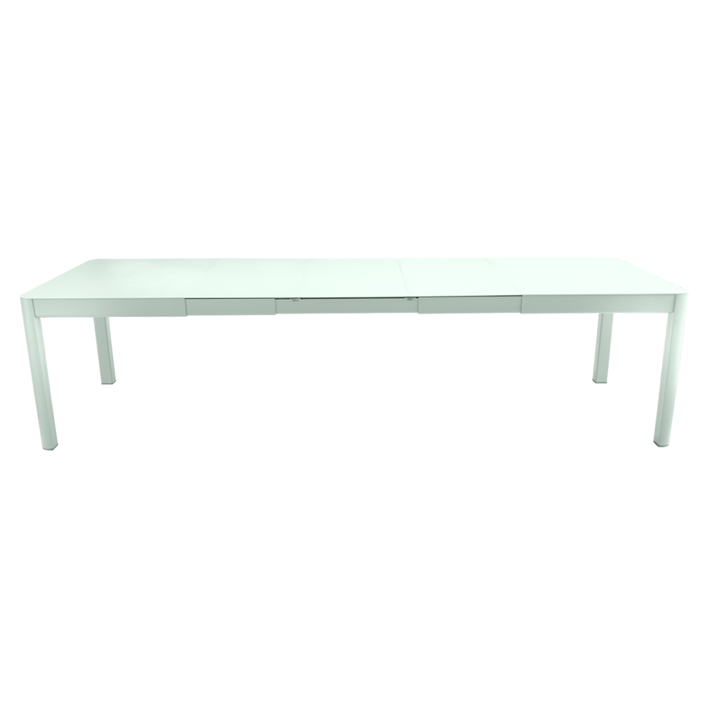 Image d’une table blanche avec un cadre en métal.