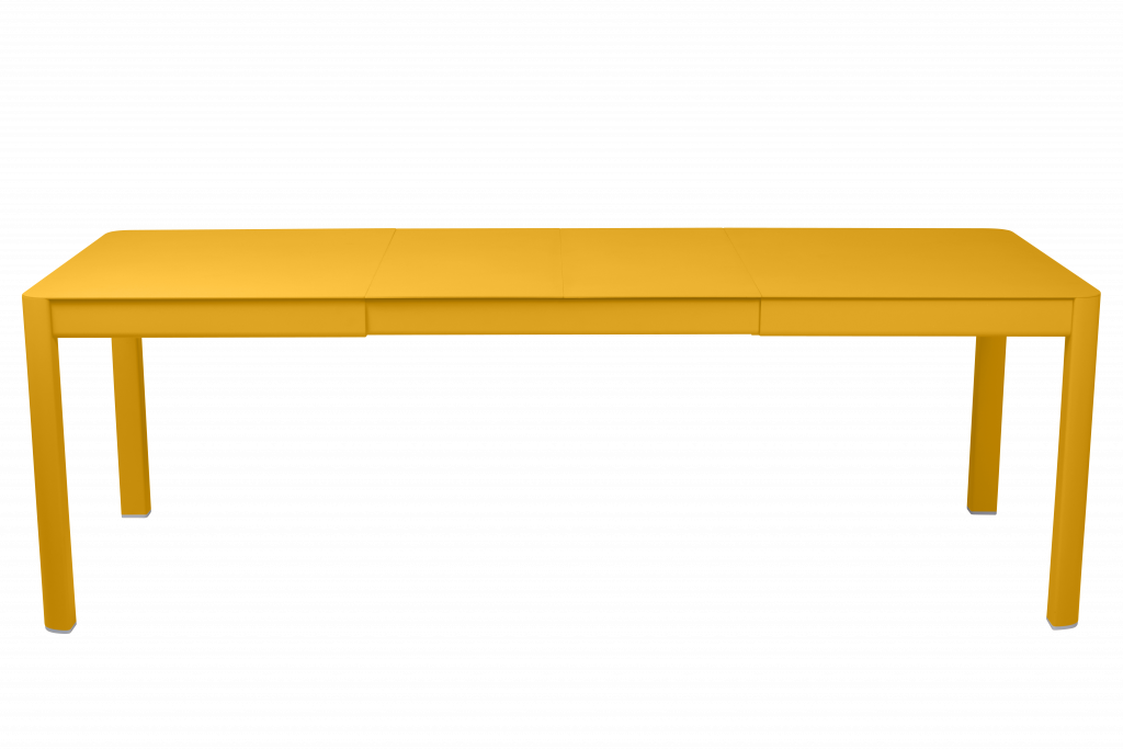 Un bureau jaune sur fond noir.