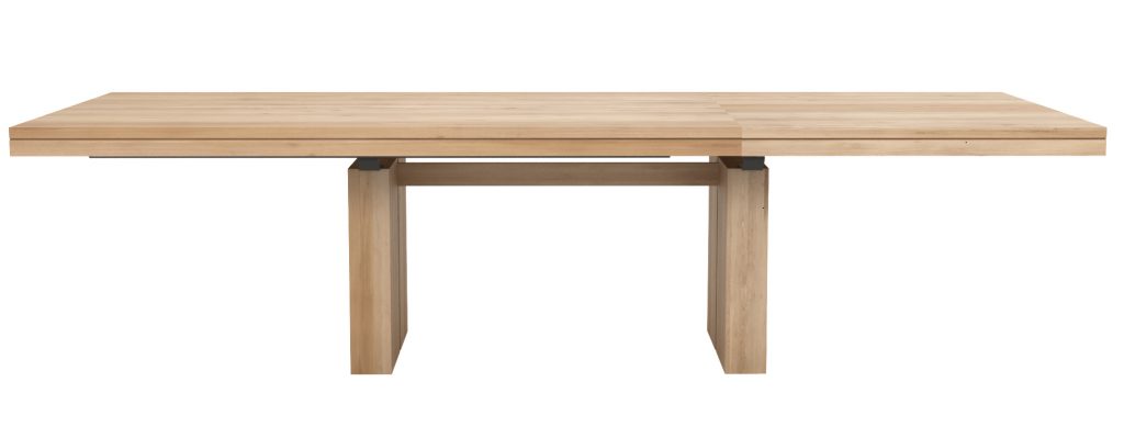 Une table en bois avec deux pieds et un plateau en bois.