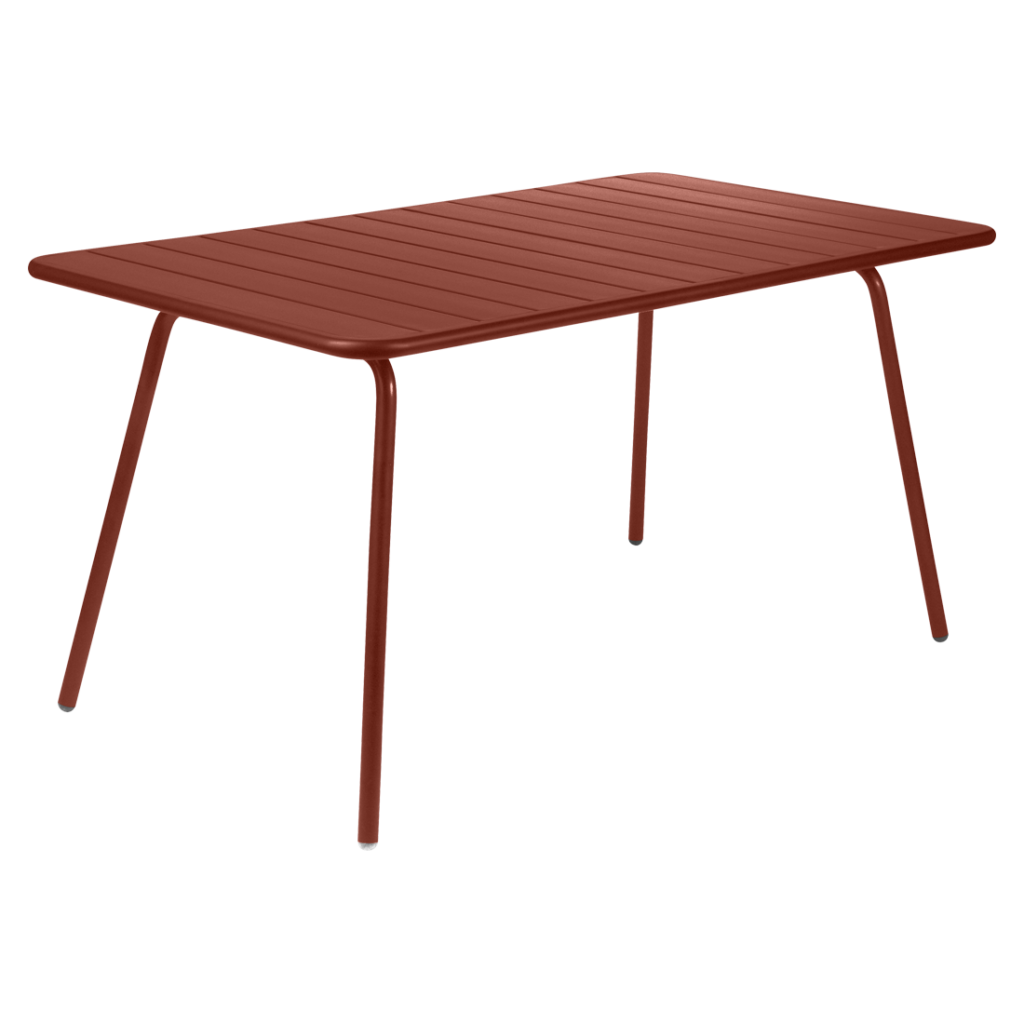Table de jardin luxembourg 143x80 en aluminium laque couleur ocre rouge