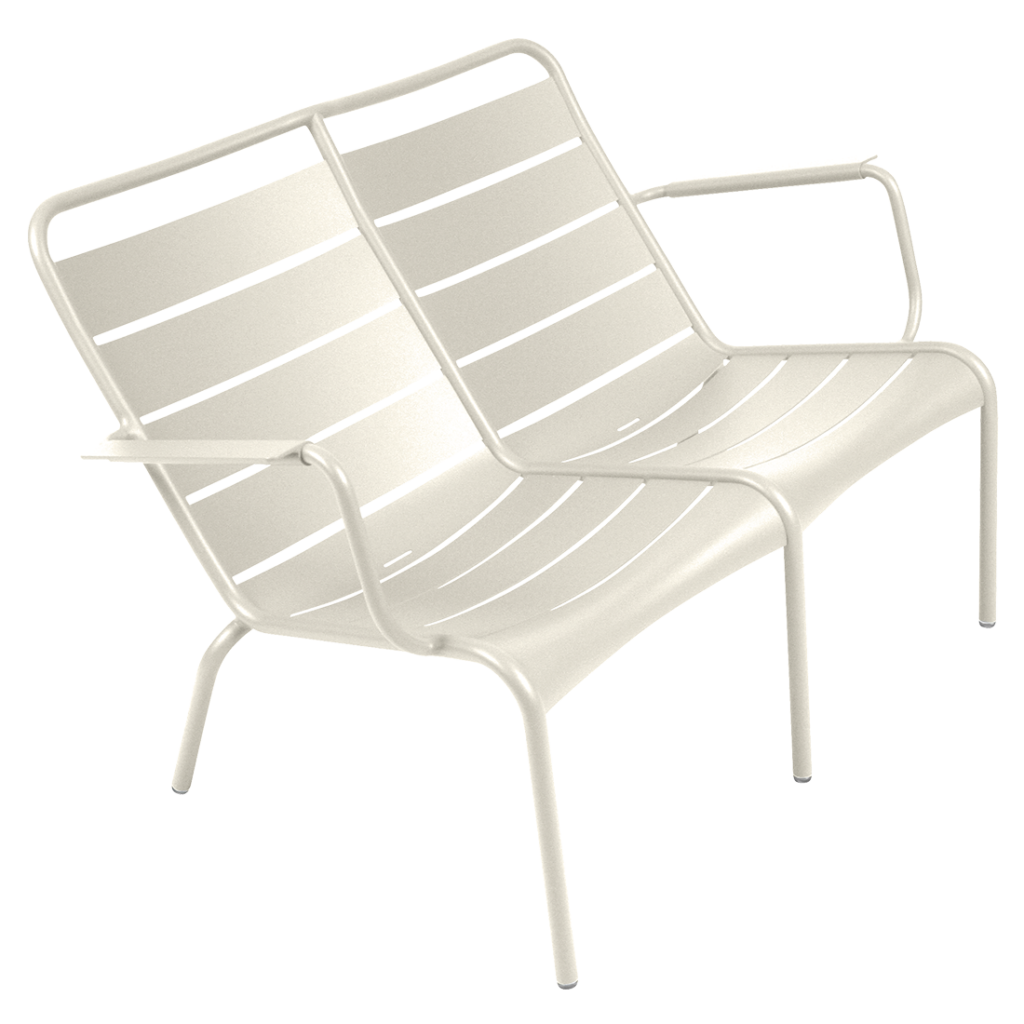 Fauteuil bas de jardin duo Luxembourg en aluminium laque couleur gris argile