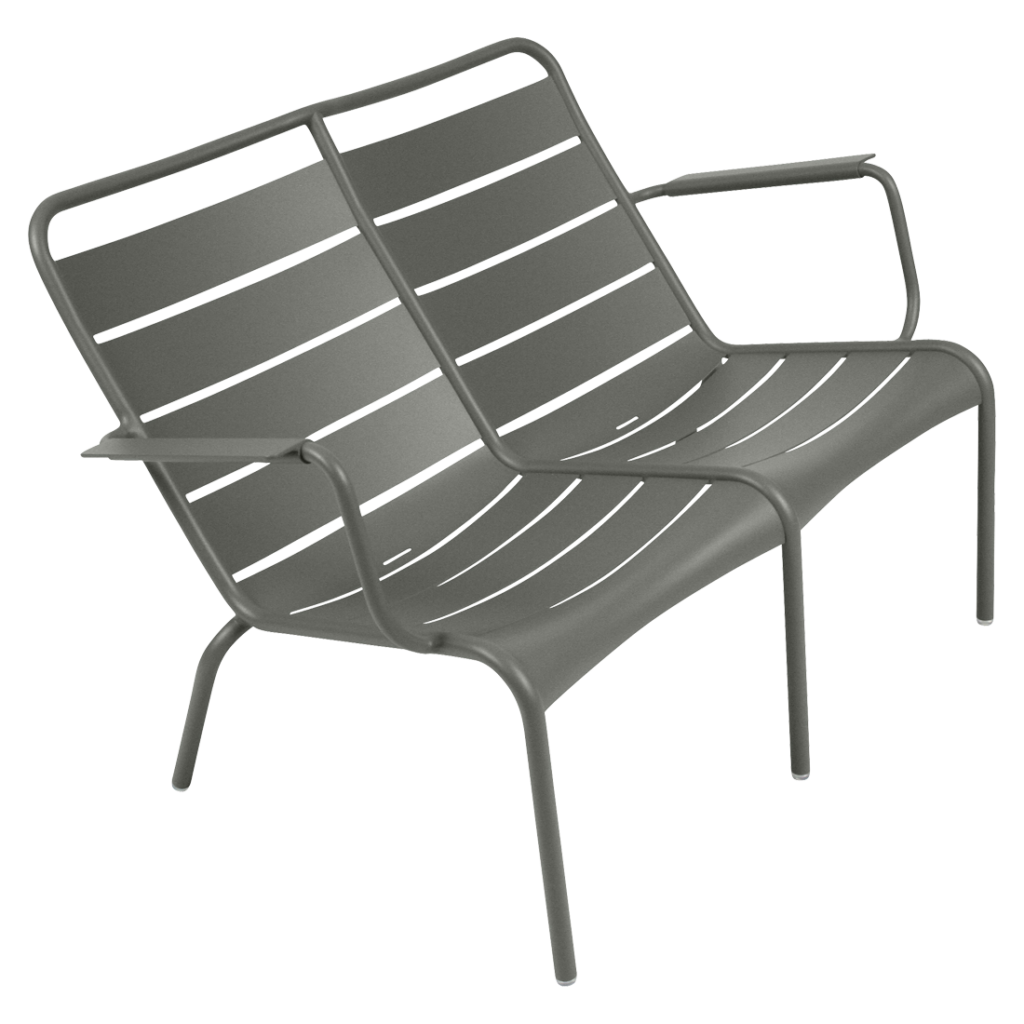 Fauteuil bas de jardin duo Luxembourg en aluminium laque couleur romarin
