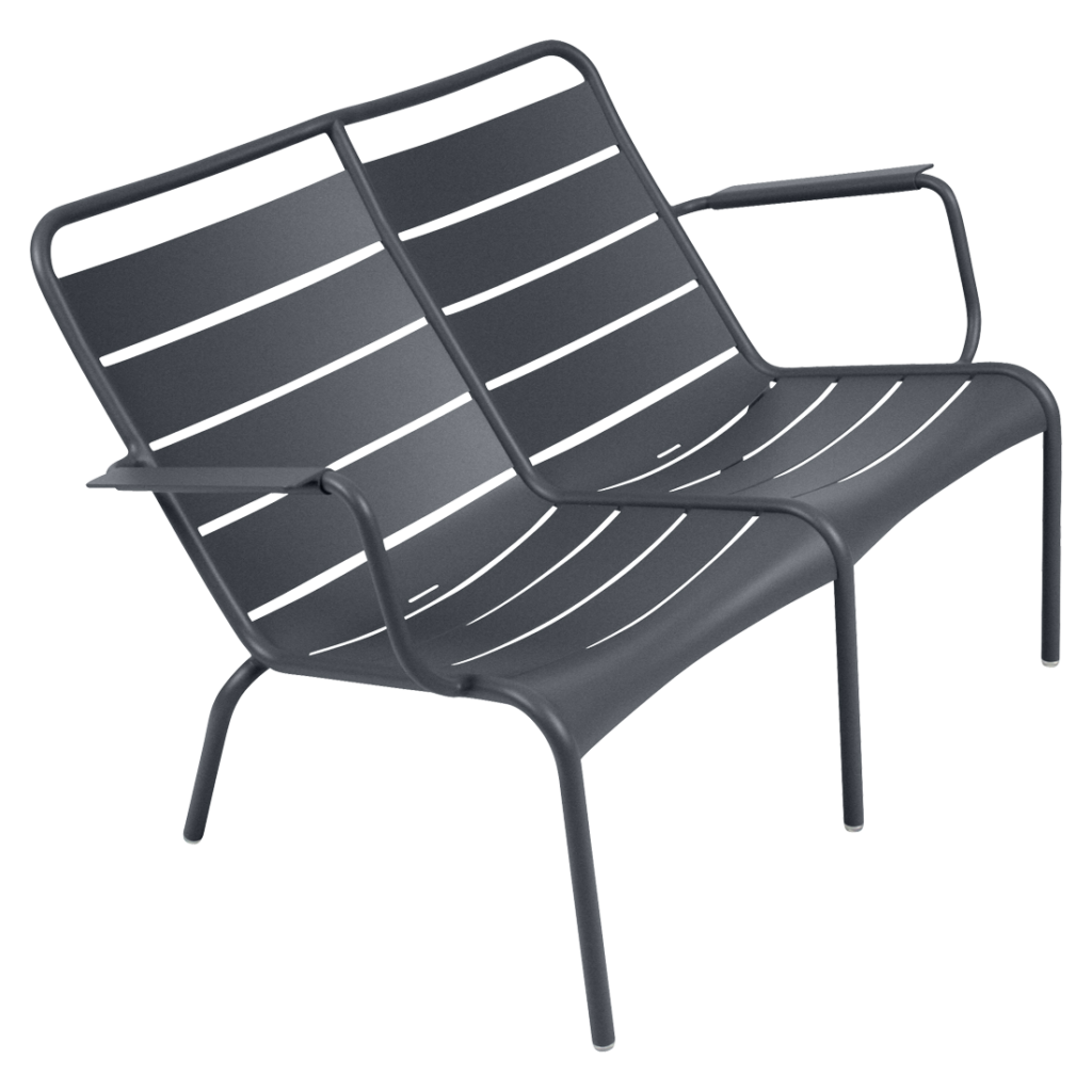 Fauteuil bas de jardin duo Luxembourg en aluminium laque couleur carbone