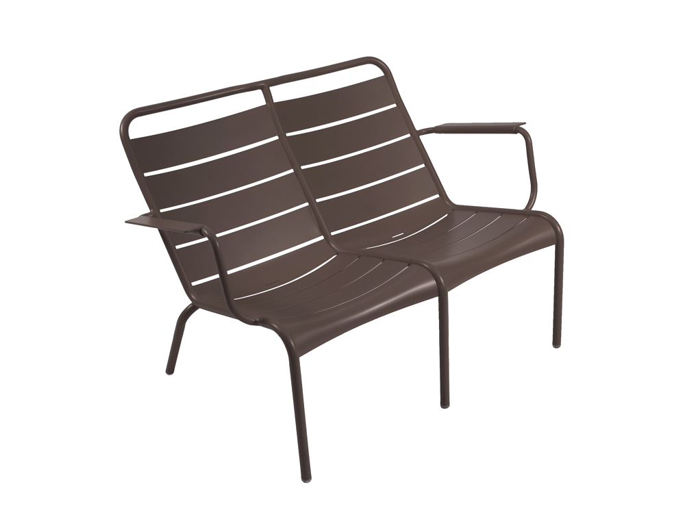 Fauteuil bas de jardin duo Luxembourg en aluminium laque couleur rouille