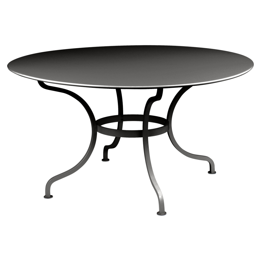 Une table ronde avec pieds.