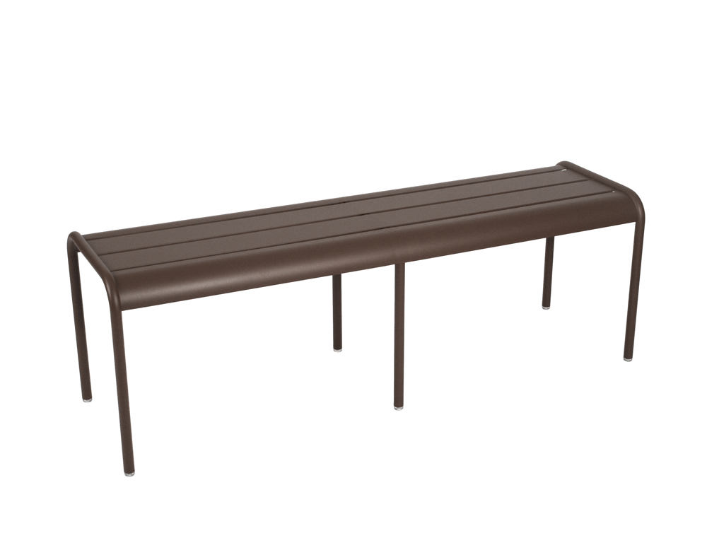 Banc de jardin luxembourg sans dossier 3 ou 4 places en aluminium laque couleur rouille