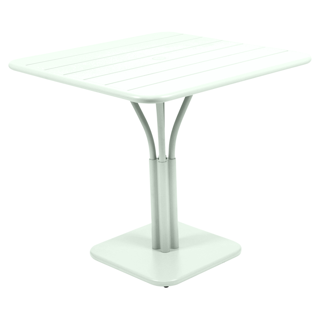 Table carree de jardin luxembourg gueridon 80x80 en aluminium laque couleur menthe glaciale