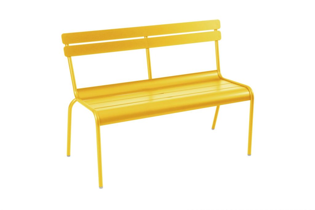 Banc de jardin luxembourg avec dossier 2 ou 3 places en aluminium laque couleur miel