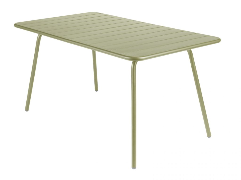 Table de jardin luxembourg 143x80 en aluminium laque couleur vert tilleul