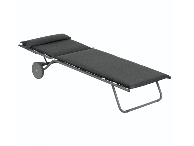Bain de soleil Bayanne Lafuma mobilier chaise longue en acier couleur onyx et couleur de structure titane