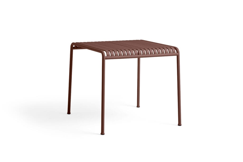 Une Table Palissade marron, 170 x 90 cm, avec une structure en métal.