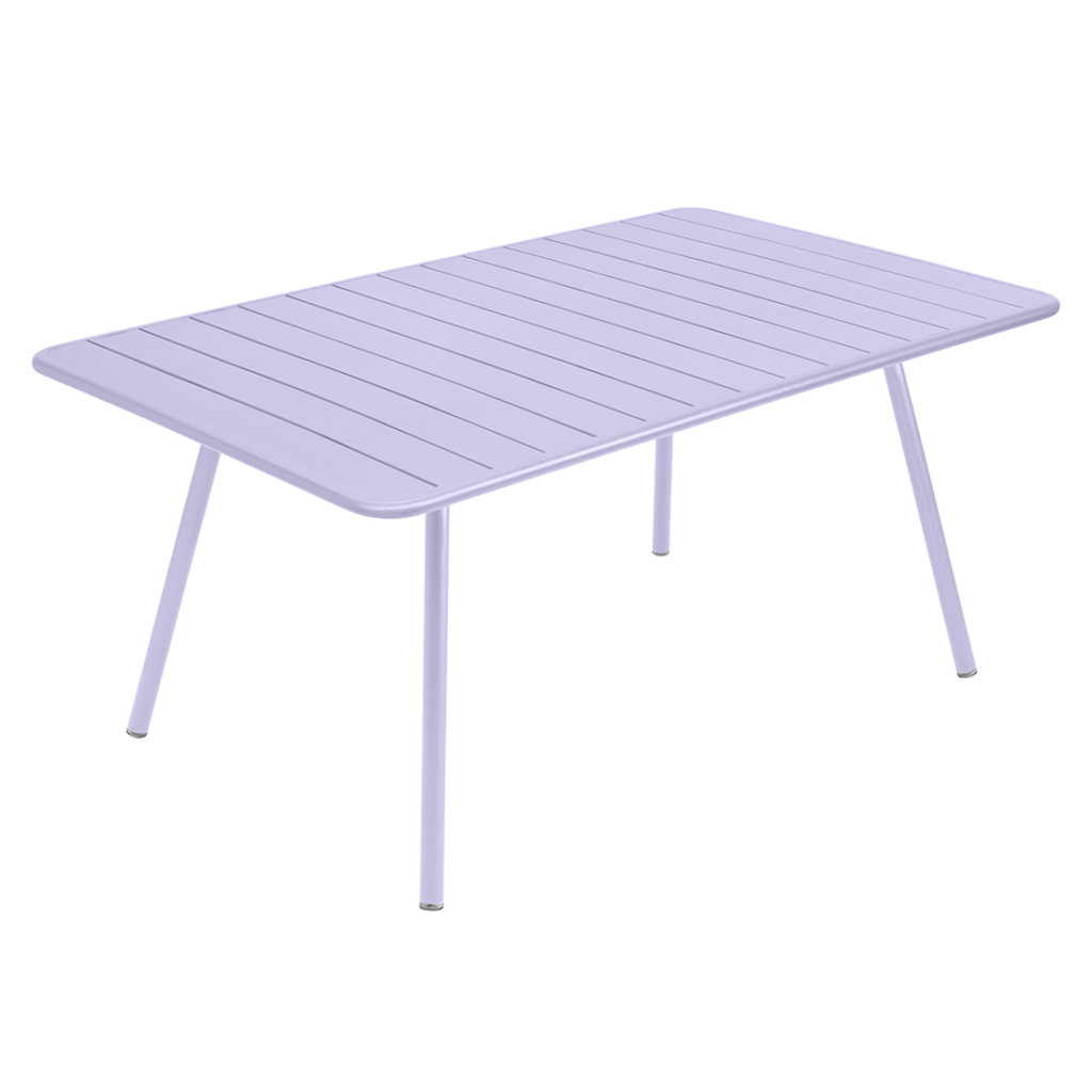 Une Table Luxembourg violette, 207 x 100 cm avec un piètement en métal du Luxembourg.