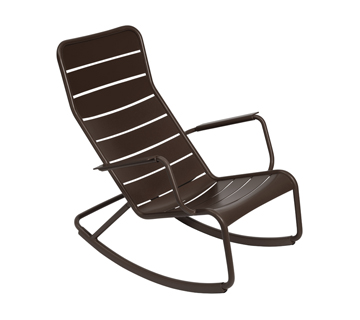 Fauteuil de jardin rocking chair luxembourg en aluminium laque couleur rouille