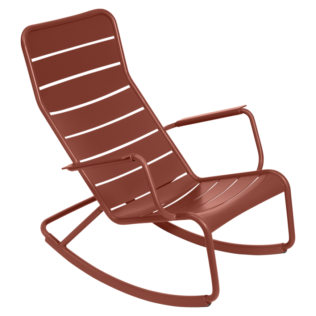 Fauteuil de jardin rocking chair luxembourg en aluminium laque couleur ocre rouge