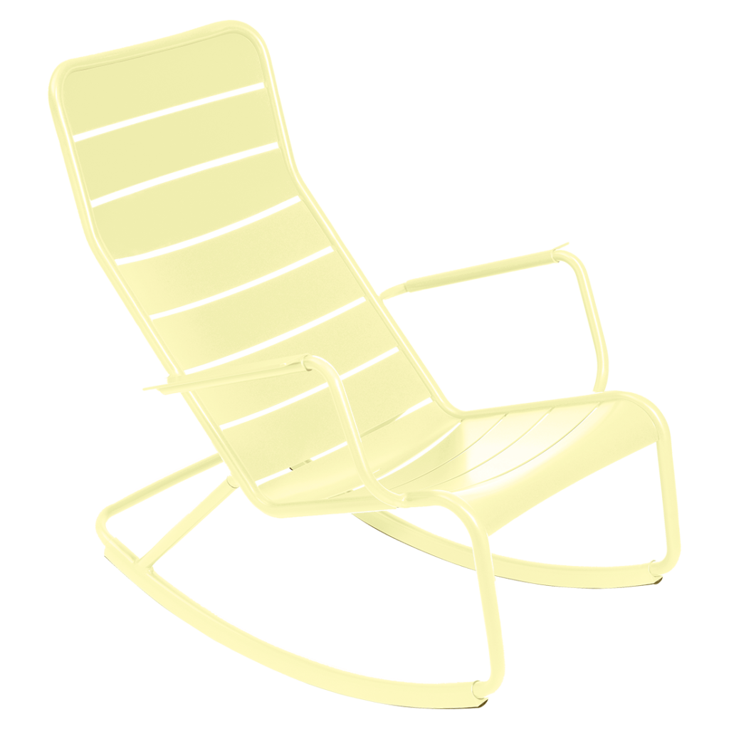 Fauteuil de jardin rocking chair luxembourg en aluminium laque couleur citron givre