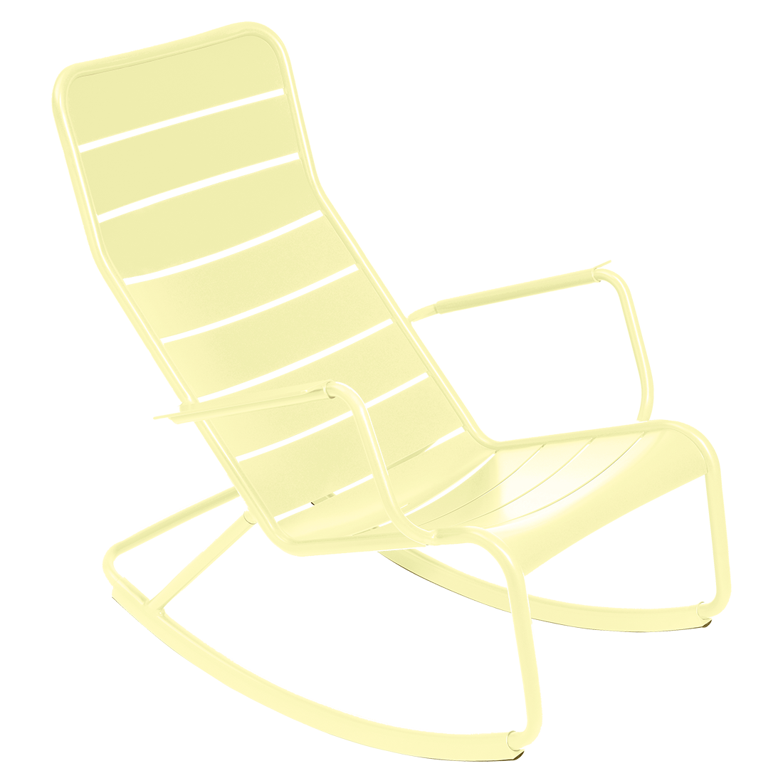 Fauteuil de jardin rocking chair luxembourg en aluminium laque couleur citron givre