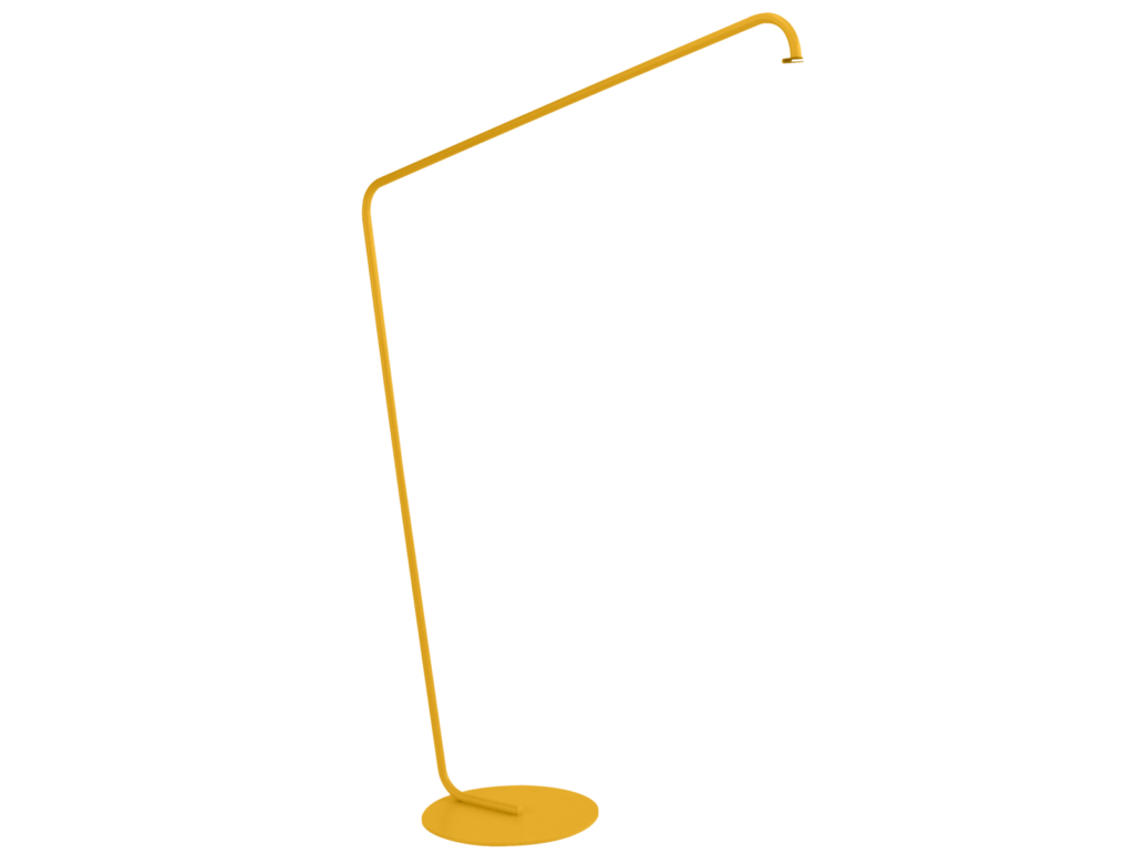 Un lampadaire jaune sur fond noir.