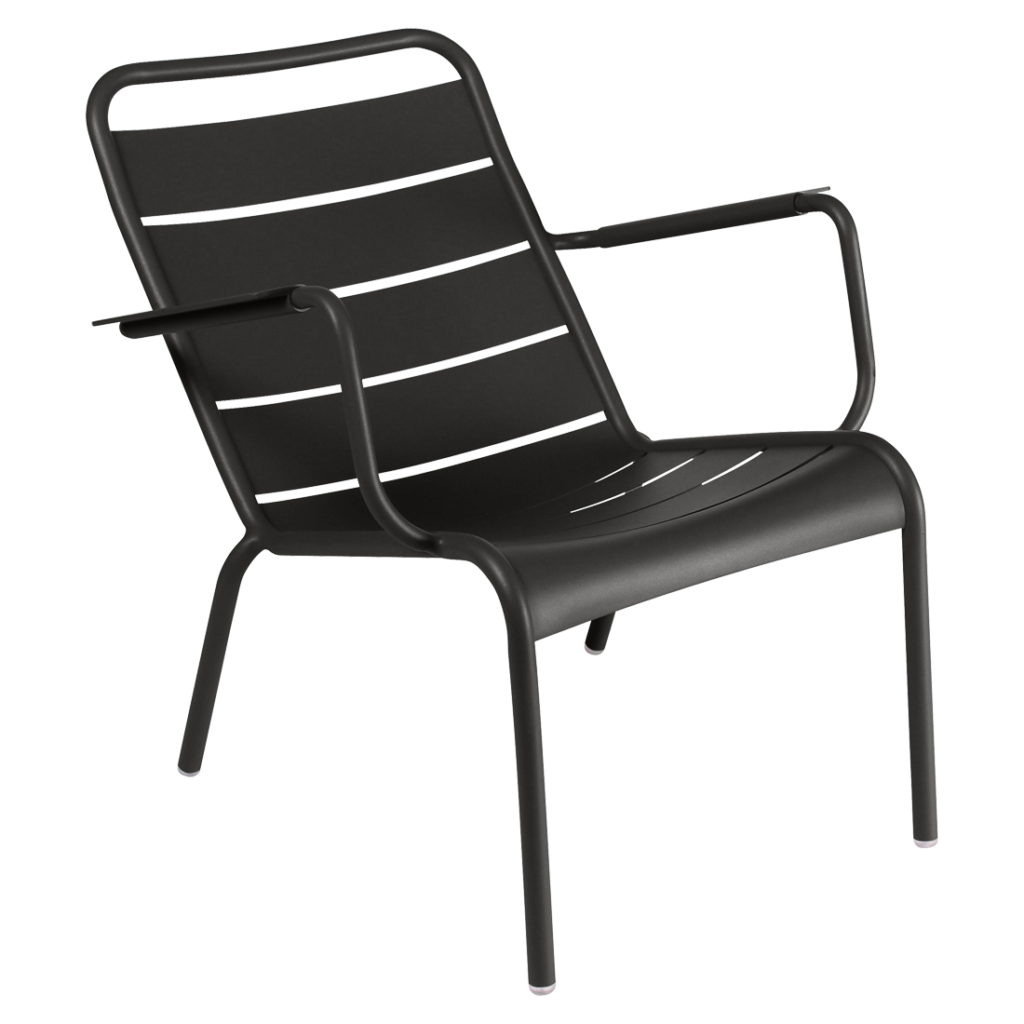 Fauteuil bas luxembourg en aluminium laque couleur reglisse