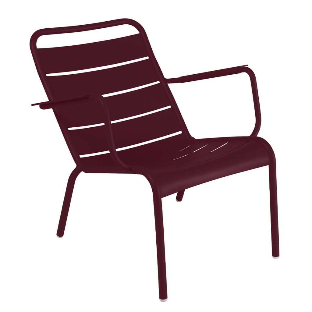 Fauteuil bas luxembourg en aluminium laque couleur cerise noire