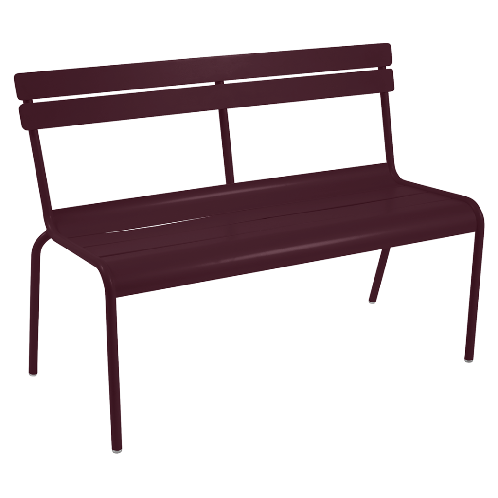 Banc de jardin luxembourg avec dossier 2 ou 3 places en aluminium laque couleur cerise noire