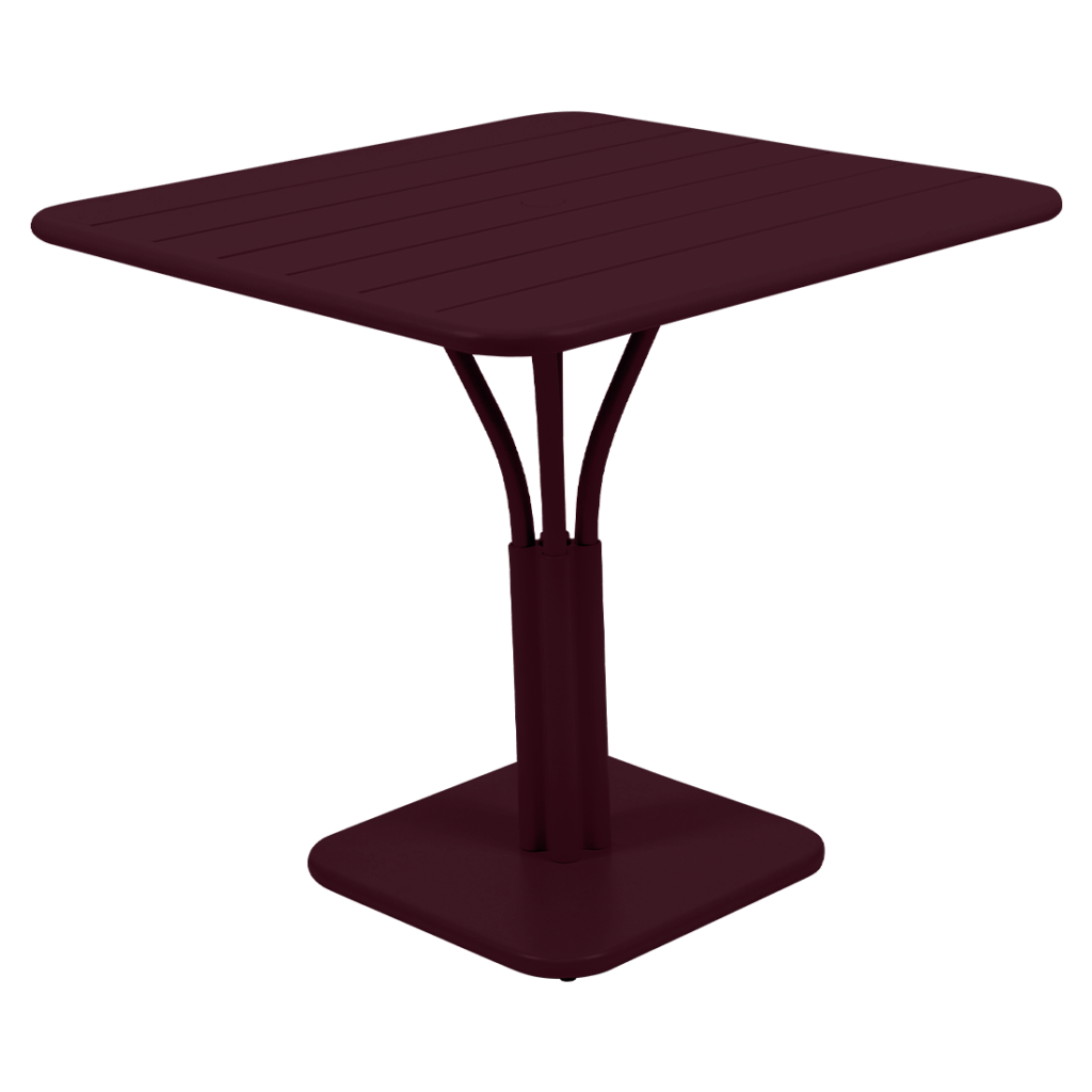 Table carree de jardin luxembourg gueridon 80x80 en aluminium laque couleur cerise noire