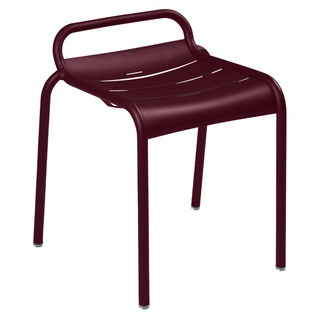 Tabouret bas de jardin luxembourg en aluminium couleur cerise noire