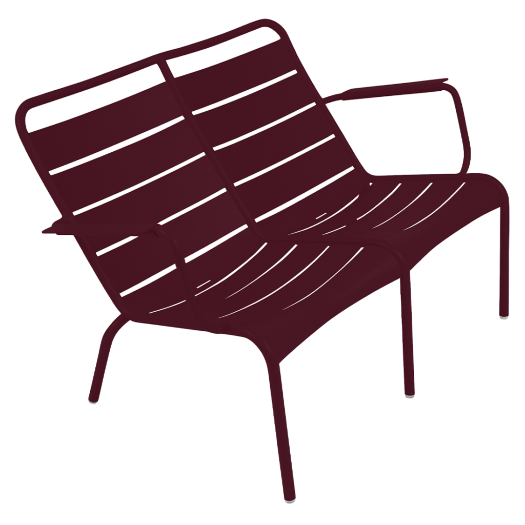 Fauteuil bas de jardin duo Luxembourg en aluminium laque couleur cerise noire