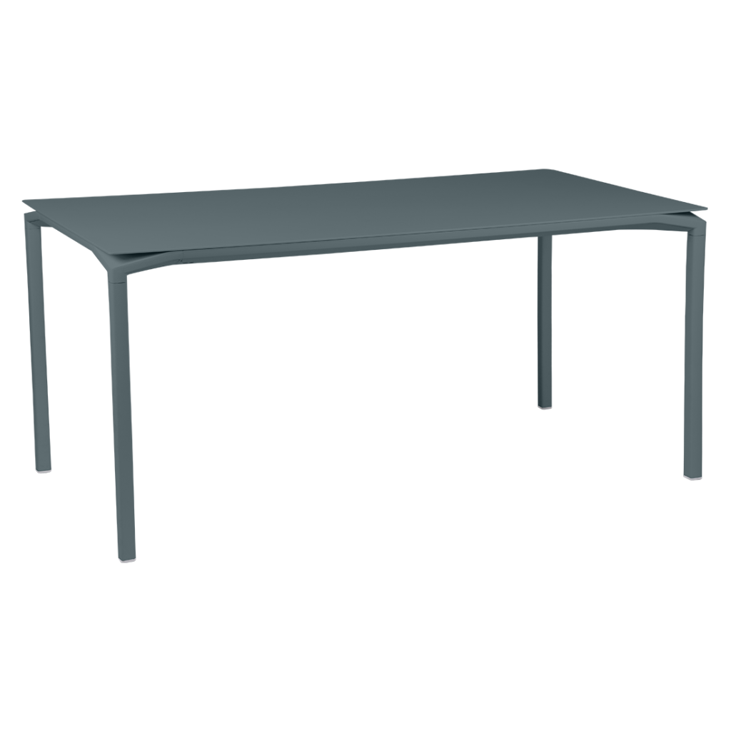 Une image d’une table grise avec un plateau noir.