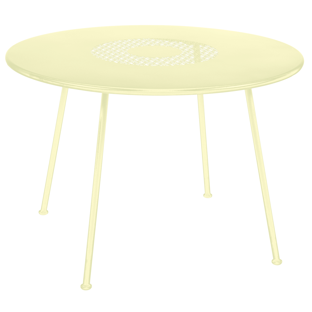 Une table ronde avec pieds sur fond blanc. (Table ronde)