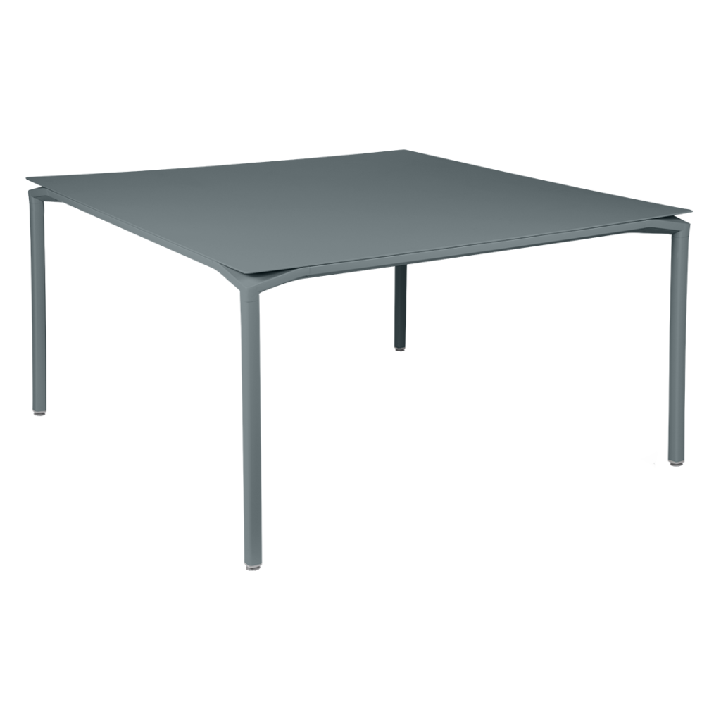 Une Table carrée Calvi grise avec un plateau carré.