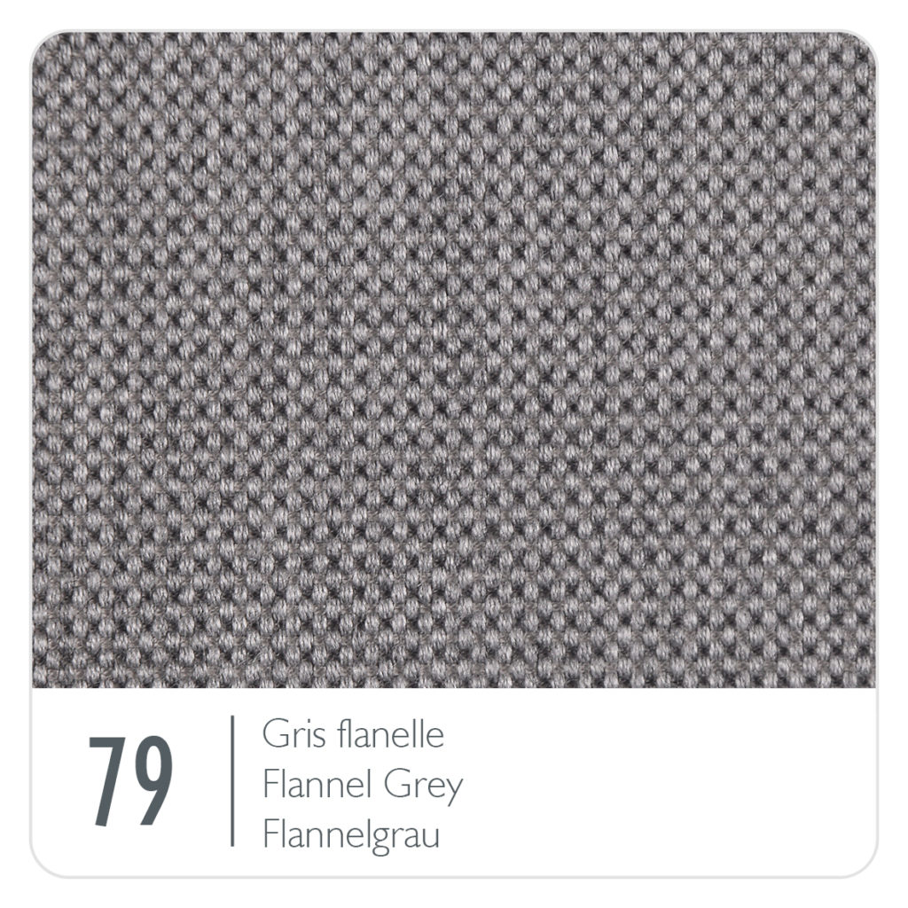 Un tissu gris avec le numéro 79 dessus, avec un motif en coton blanc.