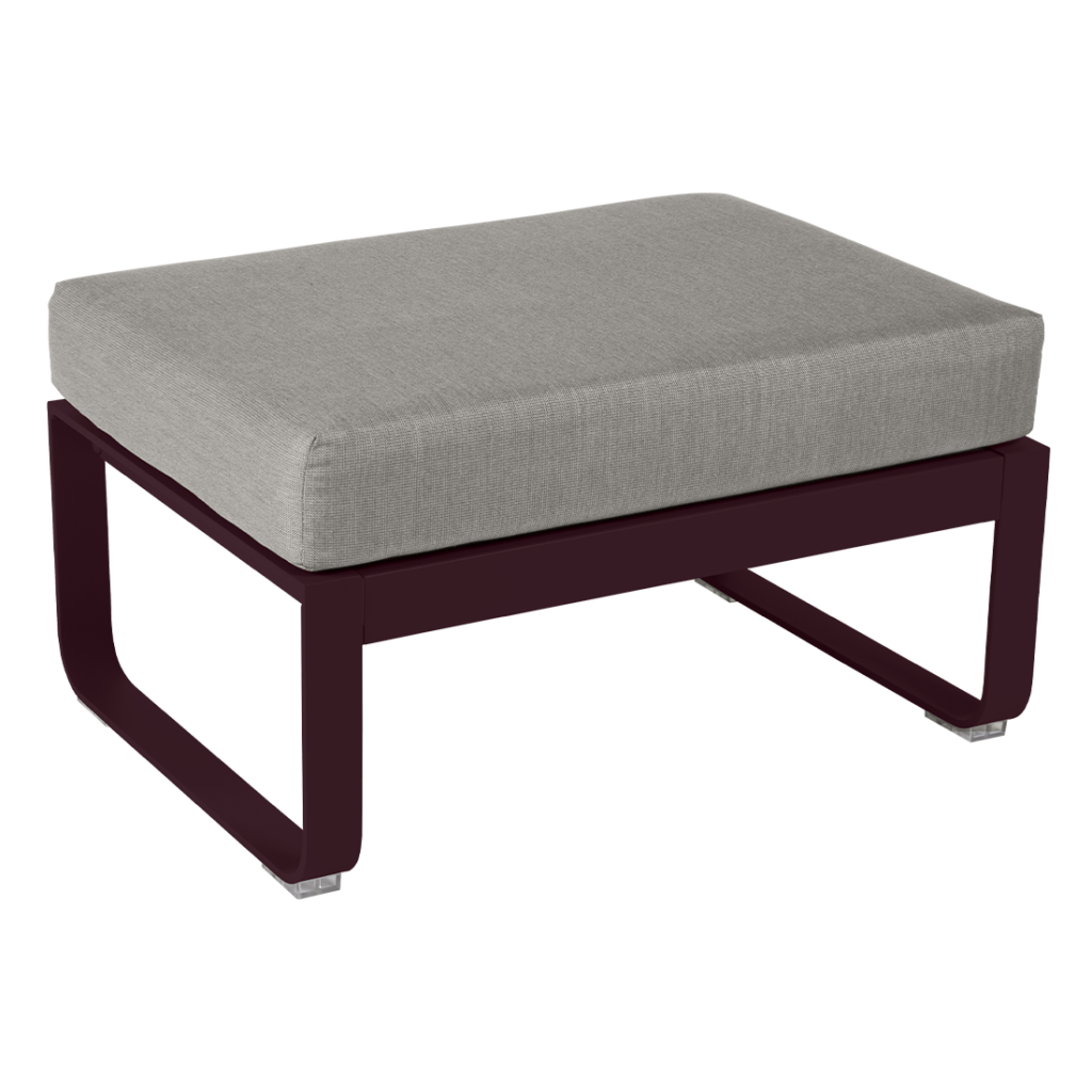Un pouf gris et marron avec une base en bois.