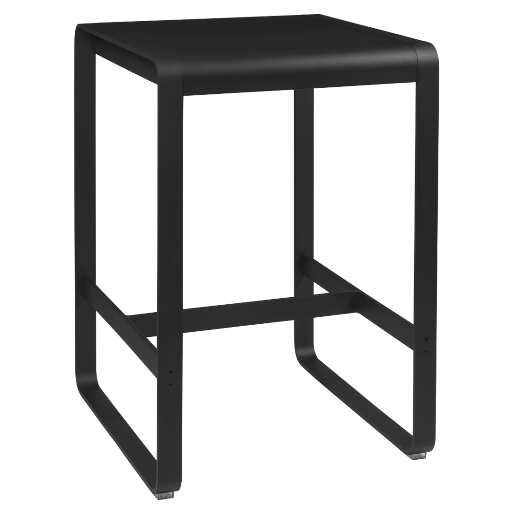 Un tabouret en métal noir avec une assise noire, 74 x 80 cm.