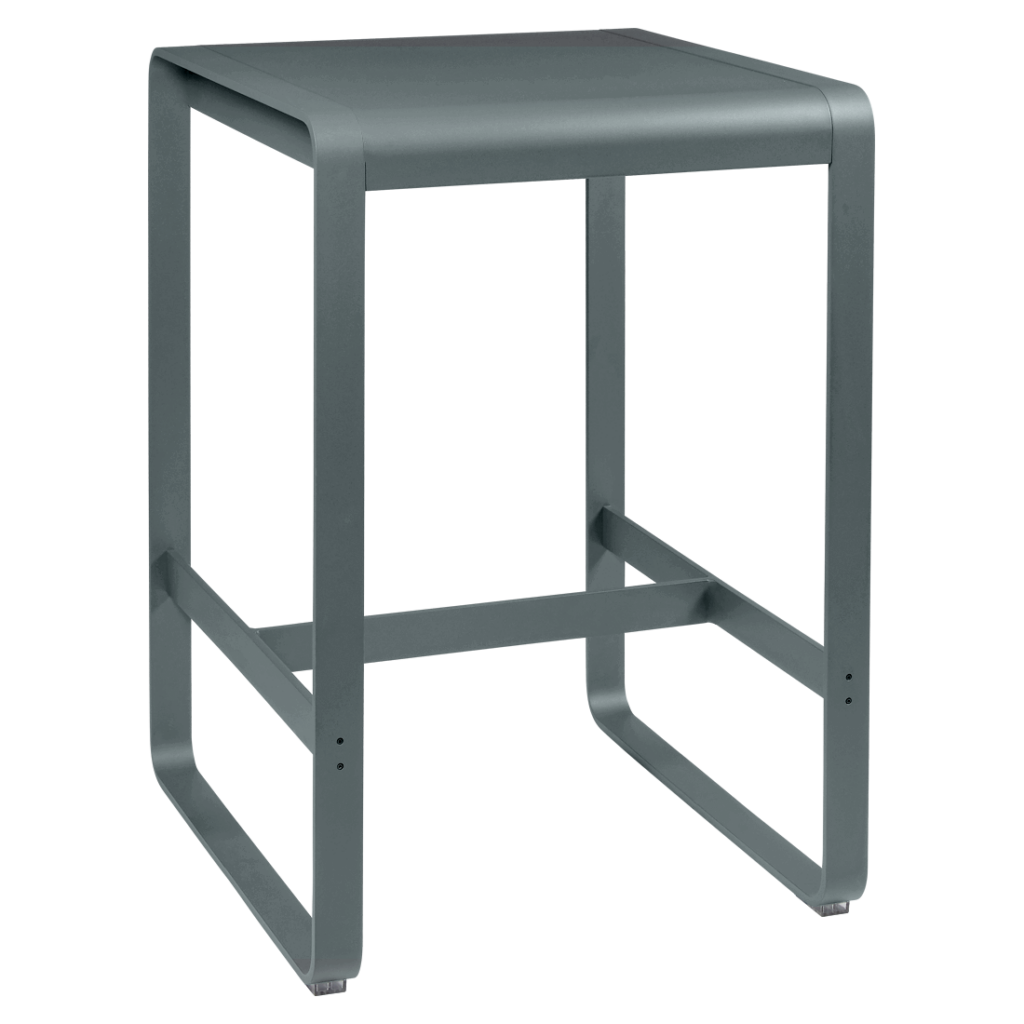 Un tabouret Bellevie en métal gris sur fond blanc.