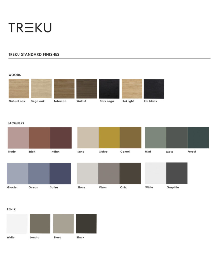 Le Module niche laqué présente une palette de couleurs de niche dans une finition laquée.