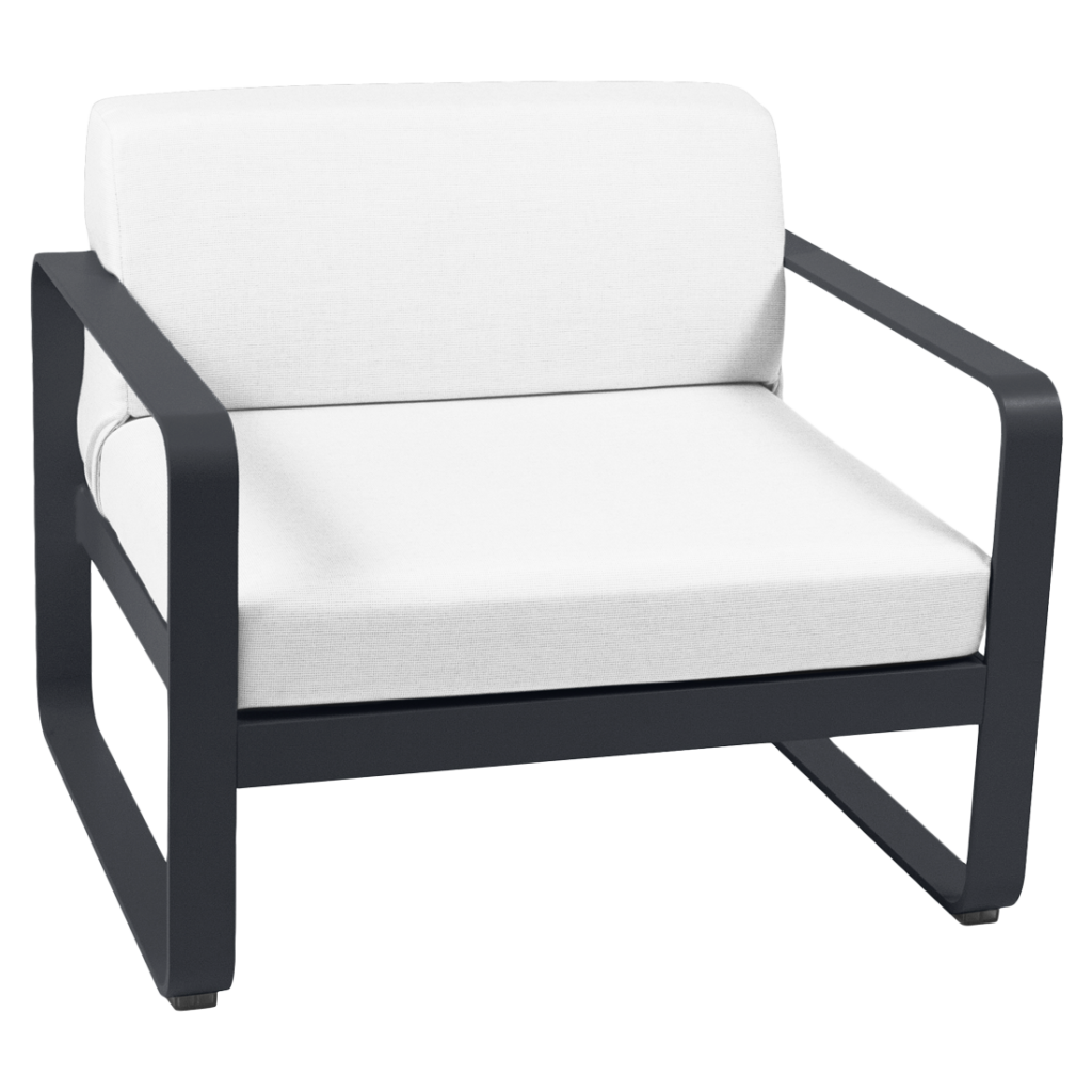 Une chaise longue blanche et noire avec un cadre noir.