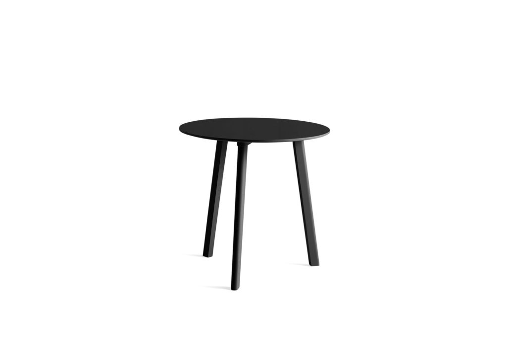 Une Table ronde CPH Deux 220, diam 75 cm sur fond blanc, mesurant 75 cm de diamètre.