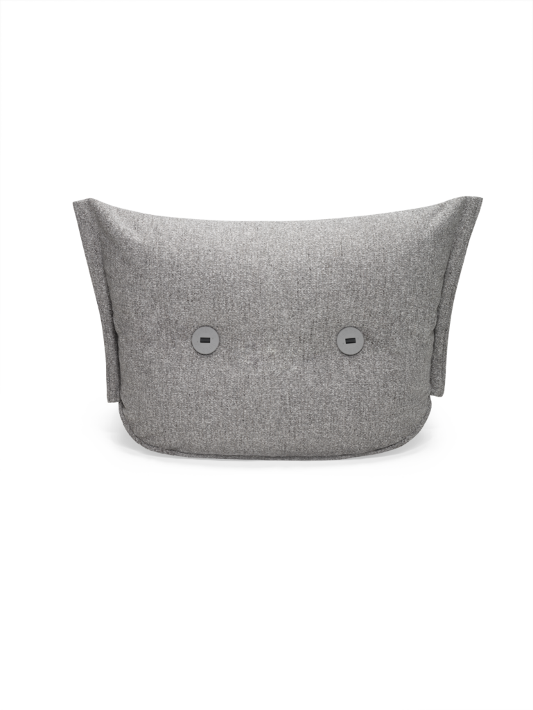 Un oreiller BonBaron Mingle avec deux boutons dessus.