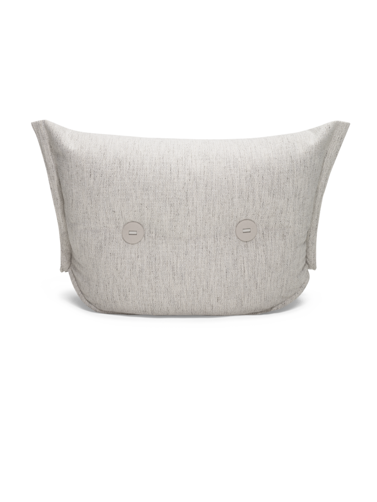 Un BonBaron Mingle gris sur fond blanc, créant une atmosphère sereine et minimaliste.